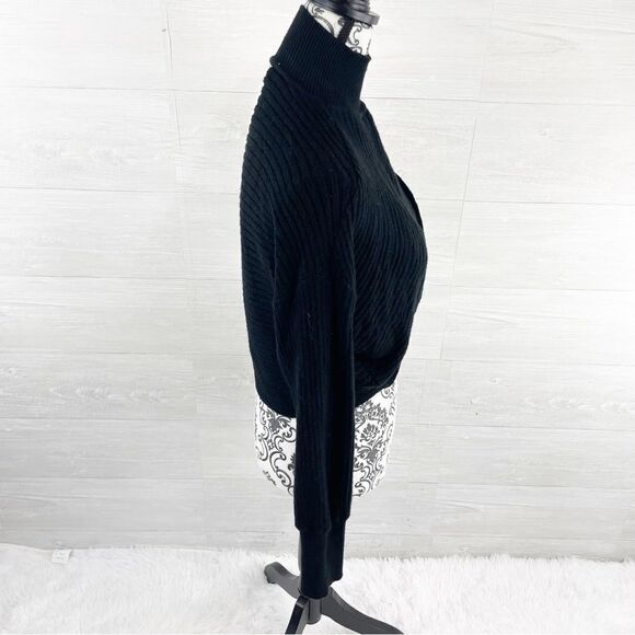 Express Color Block Wrap Front Mock Neck Crop Sweater - Picture 7 of 11